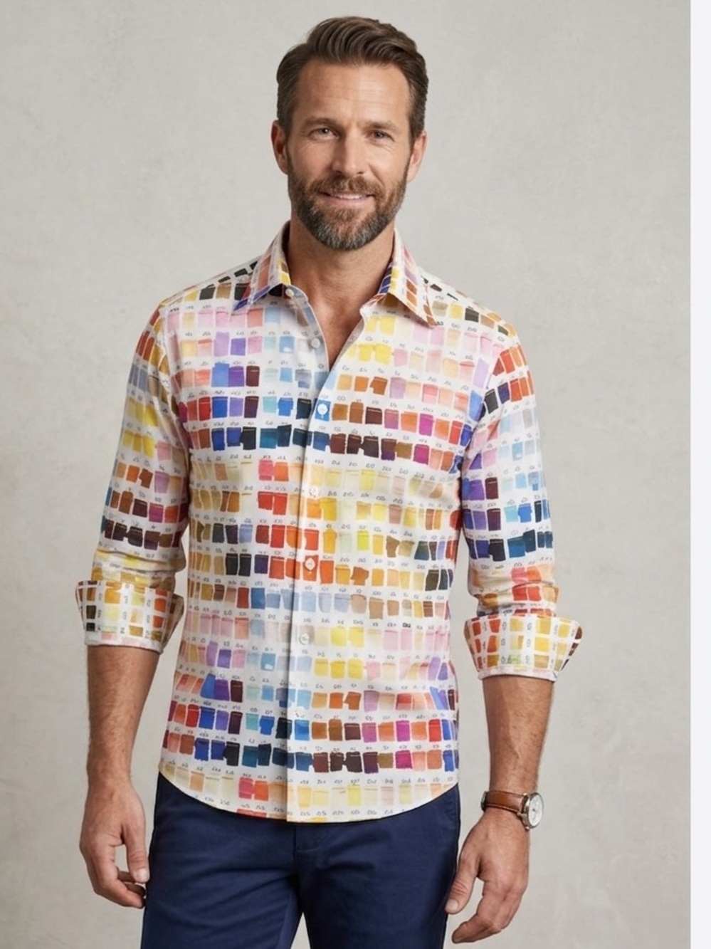 Maus & Hoffman Men's Multicolor Paint-Swatch Button-Down Shirt - Casual